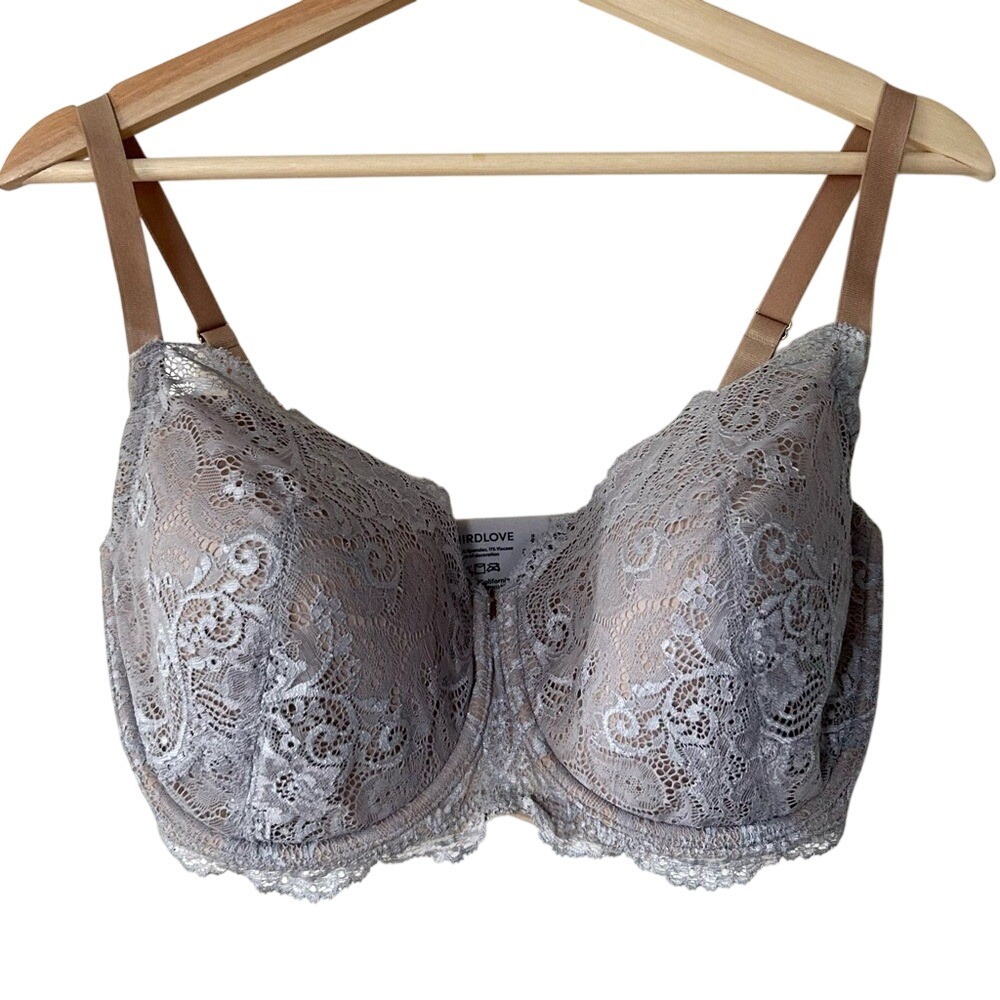 Thirdlove 24/7 Lace Balconette Bra Lavender Nude 34G T Shirt Everyday Comfort
